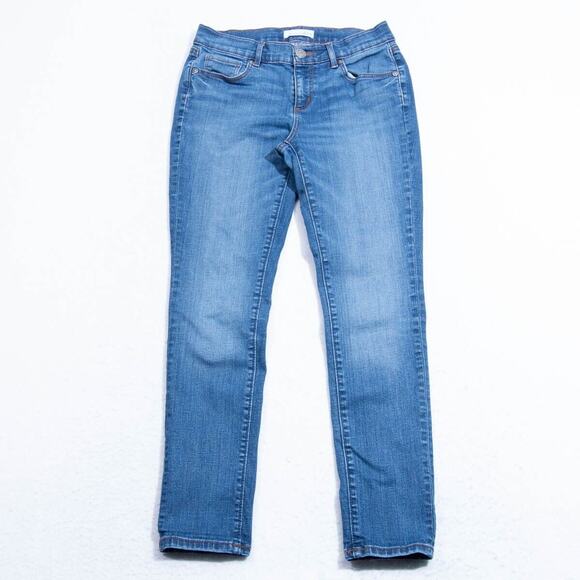 LOFT Blue Skinny Jeans with Stretch Mid-Rise - Picture 1 of 10